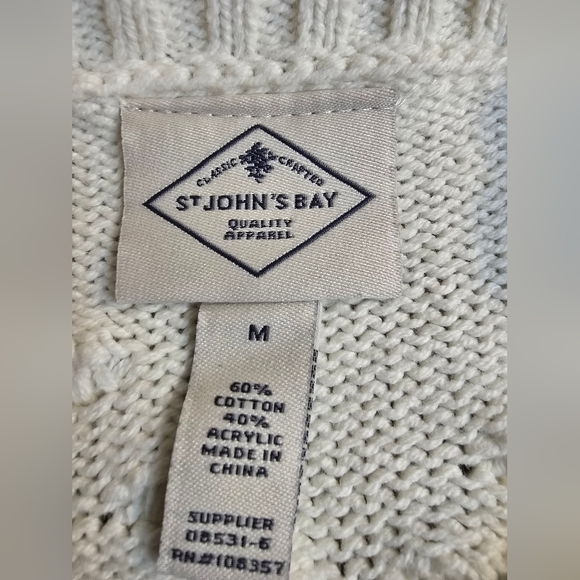 St John's Bay Vintage Knit Crewneck Sweater Countryside Chic Coastal Boho - Picture 3 of 6